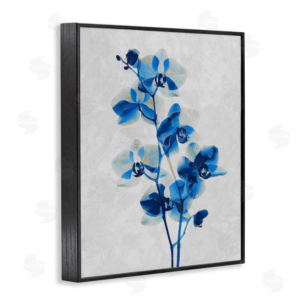 Ziwei Li Blue Orchid Silhouette Black Framed Giclee Wall Art Print