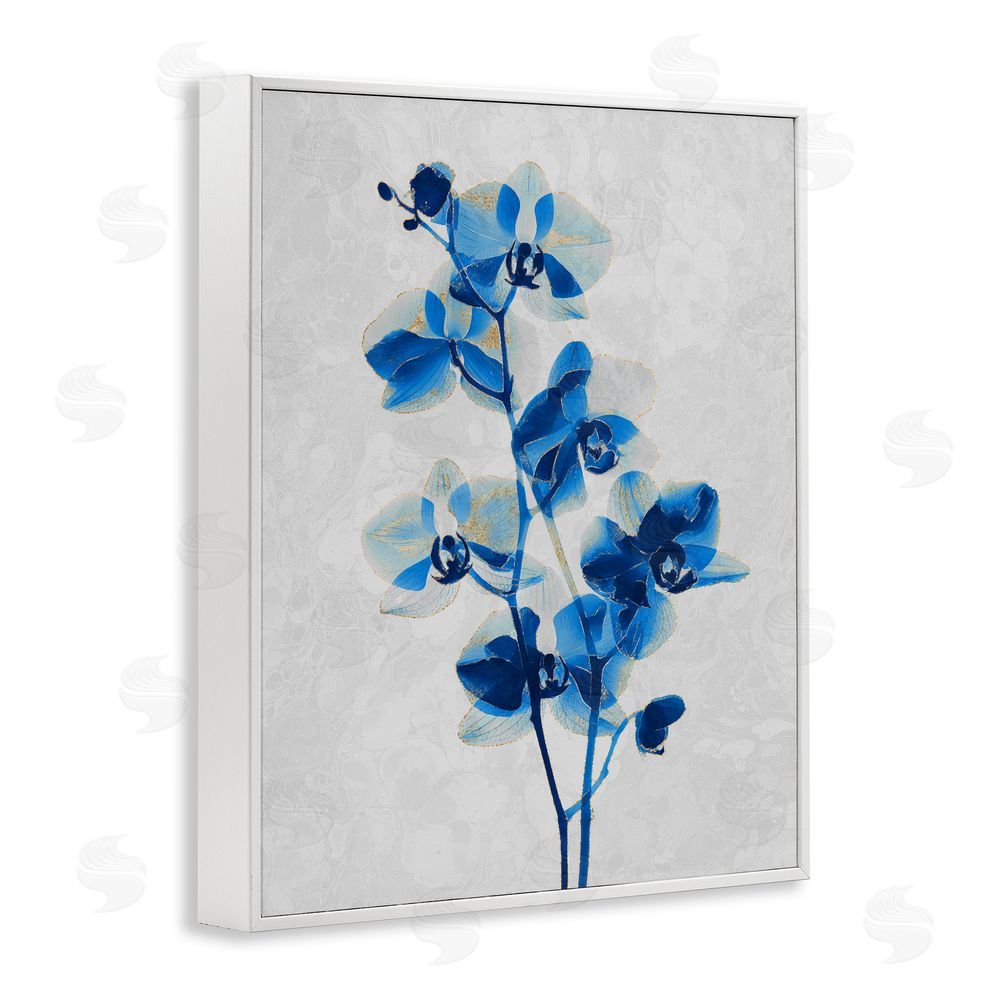 Ziwei Li Blue Orchid Silhouette White Framed Giclee Wall Art Print