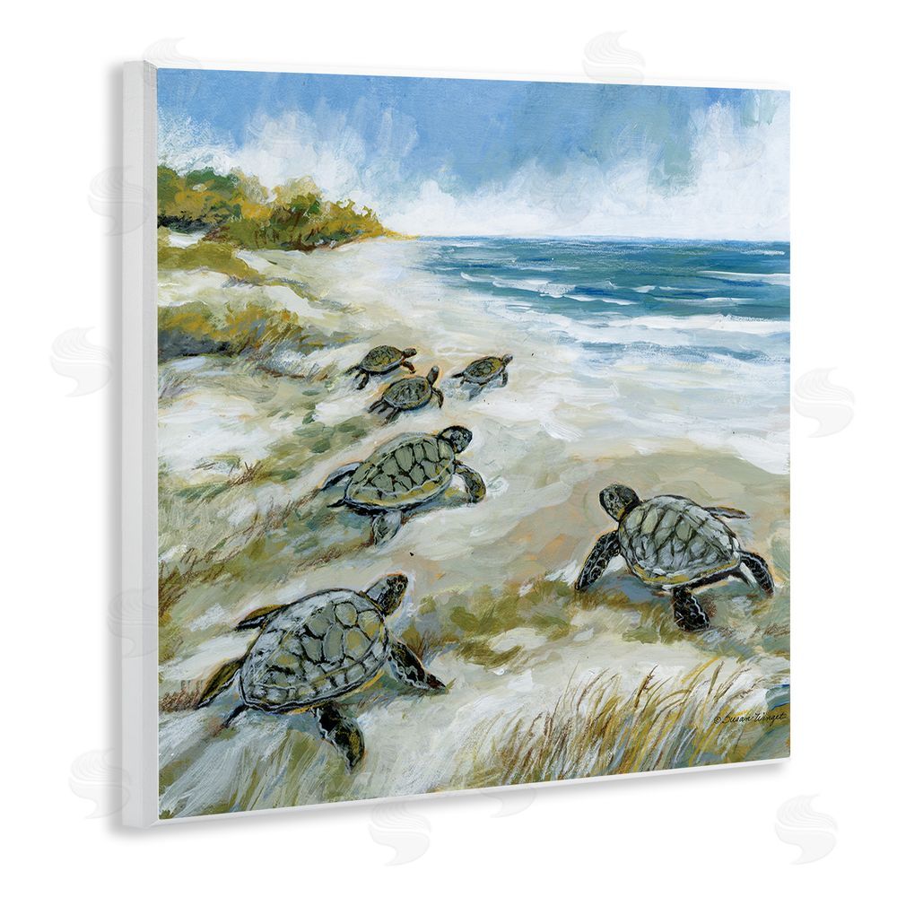 Susan Winget Baby Sea Turtles on Beach Wooden Wall Plaque Art Print