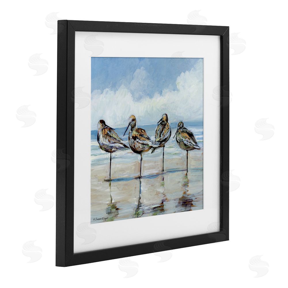 Susan Winget Sandpipers Balancing On Beach Black Framed Print Under Glass Wall Art