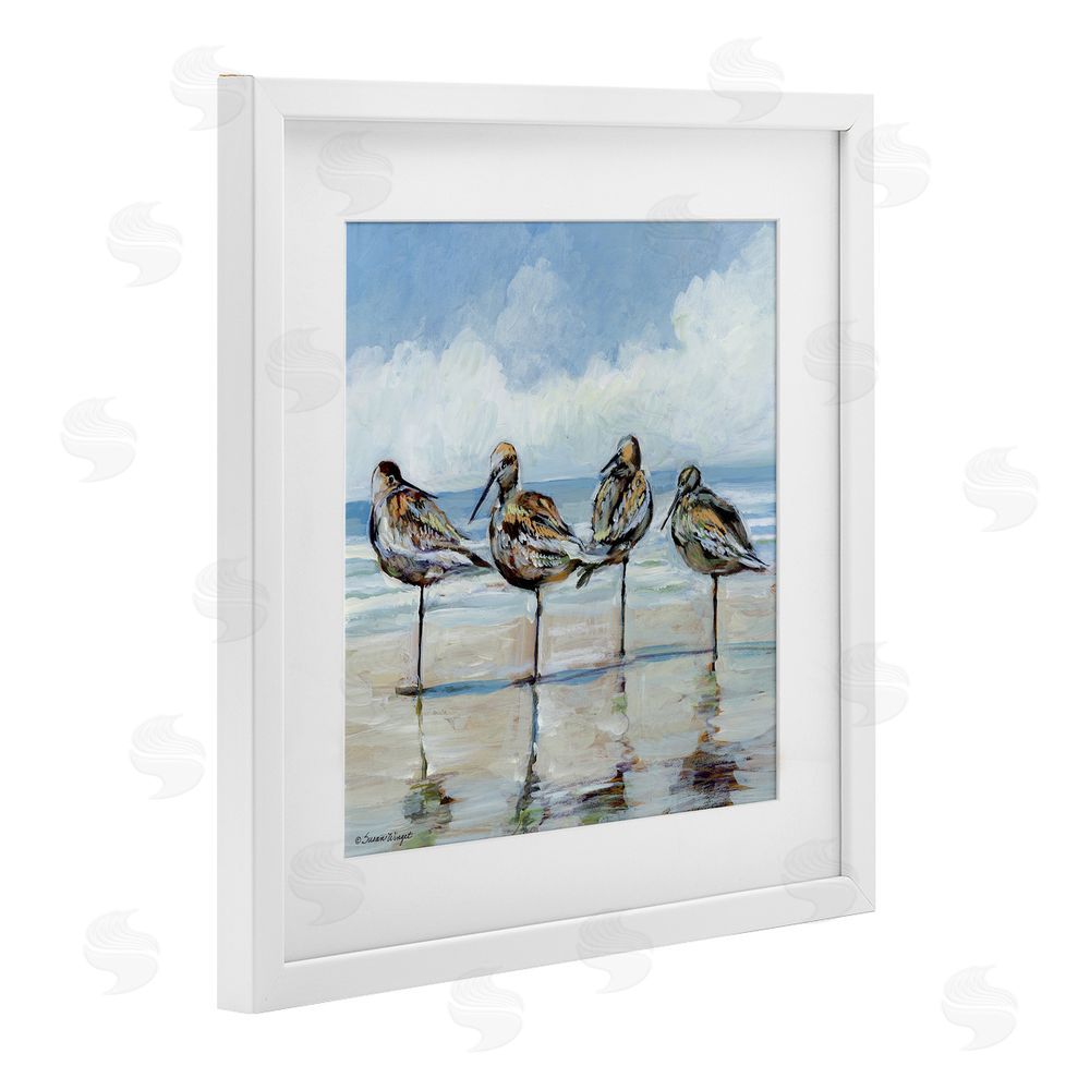 Susan Winget Sandpipers Balancing On Beach White Framed Print Under Glass Wall Art