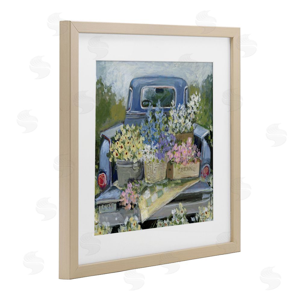 Susan Winget Truck Bed with Flowers Brown Framed Print Under Glass Wall Art