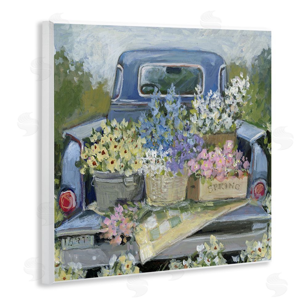 Susan Winget Truck Bed with Flowers Wooden Wall Plaque Art Print