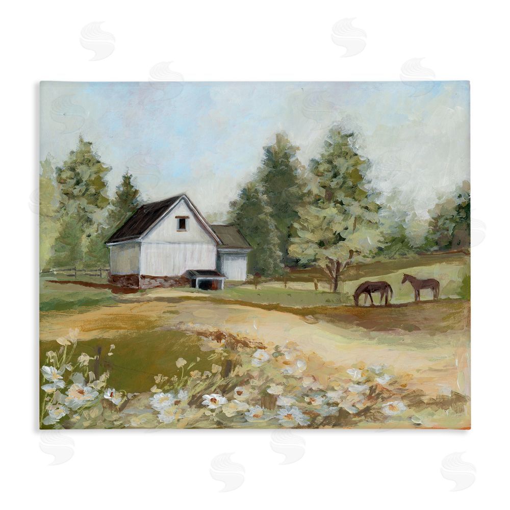 Susan Winget Barn Field Landscape Stretched Canvas Wall Art Print