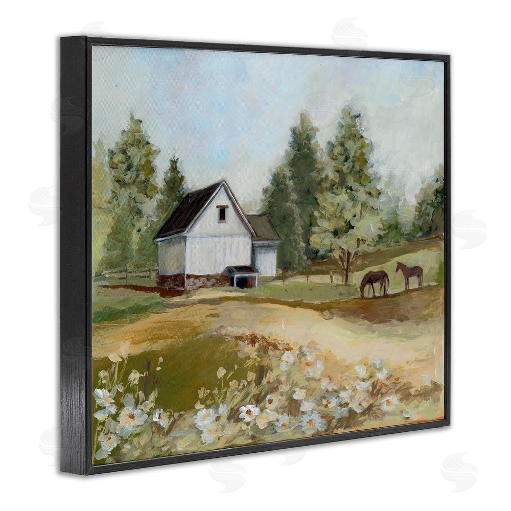 Susan Winget Barn Field Landscape Black Framed Giclee Wall Art Print