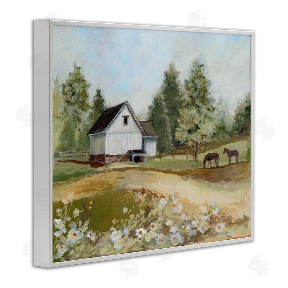 Susan Winget Barn Field Landscape White Framed Giclee Wall Art Print