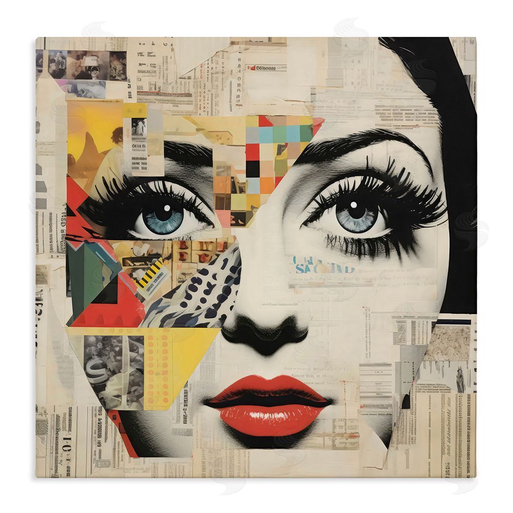 Creative Studio Fashion Collage Pop Portrait Stretched Canvas Wall Art