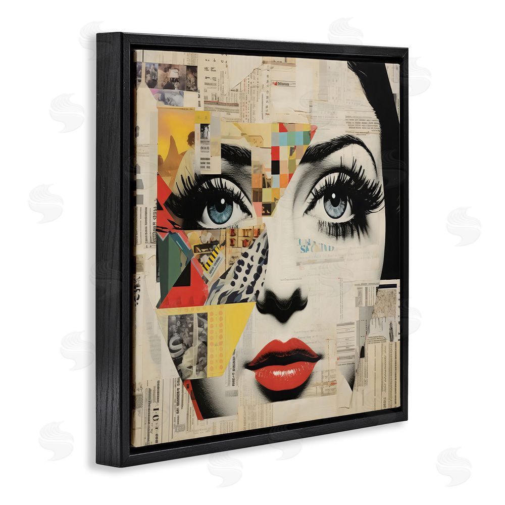Creative Studio Fashion Collage Pop Portrait Black Floating Framed Canvas Wall Art