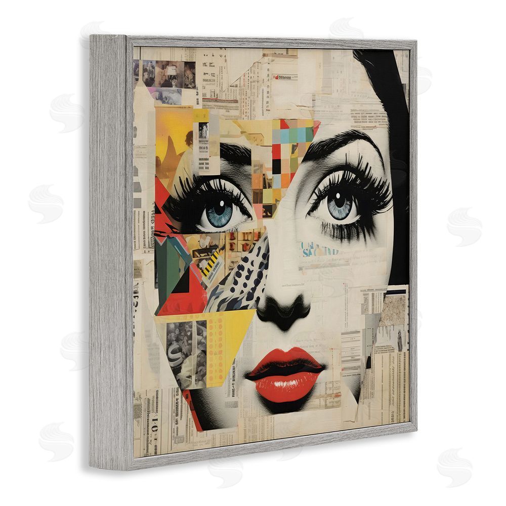 Creative Studio Fashion Collage Pop Portrait Gray Framed Giclee Wall Art