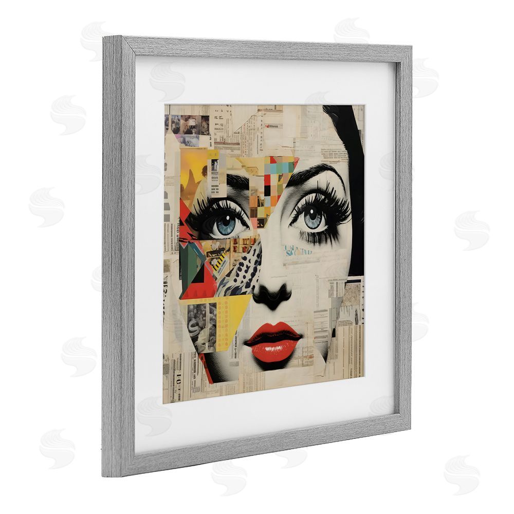 Creative Studio Fashion Collage Pop Portrait Gray Framed Print Under Glass Wall Art