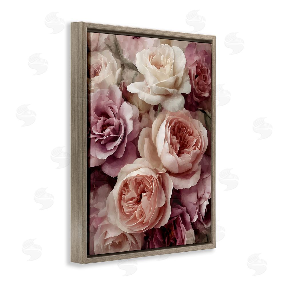 Franklyn Gregory Sweet Roses in Blush Pink Brown Floating Framed Canvas Wall Art Print
