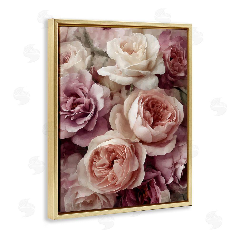 Franklyn Gregory Sweet Roses in Blush Pink Gold Floating Framed Canvas Wall Art Print
