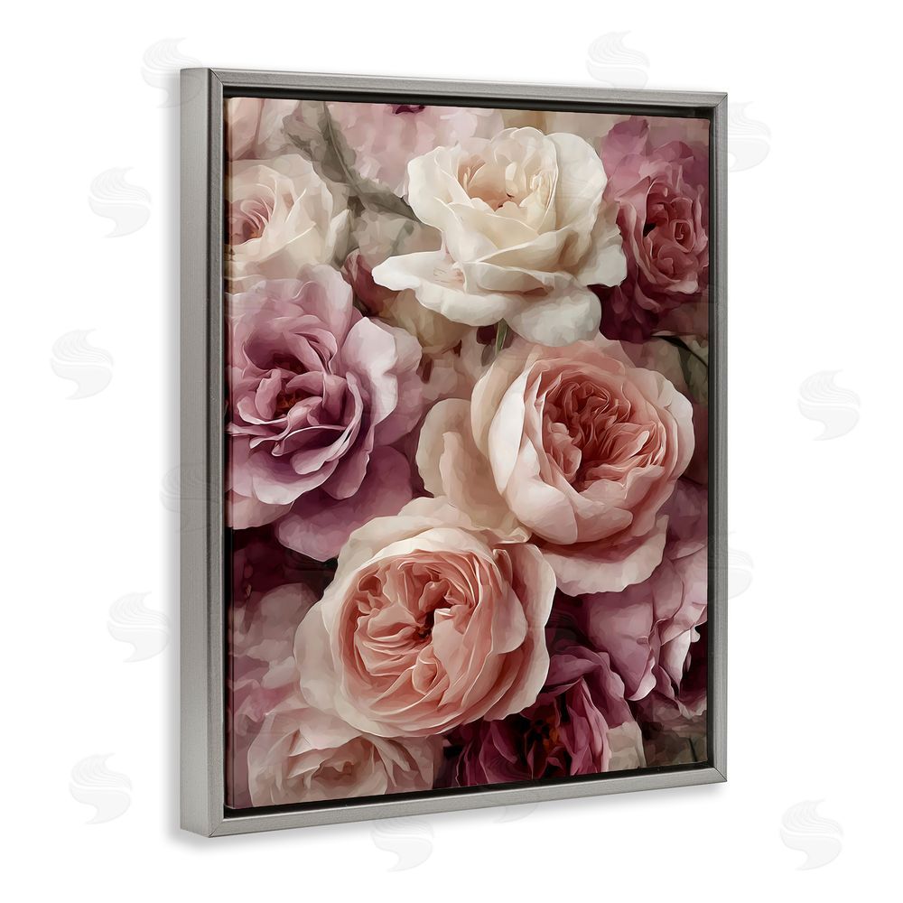 Franklyn Gregory Sweet Roses in Blush Pink Gray Floating Framed Canvas Wall Art Print