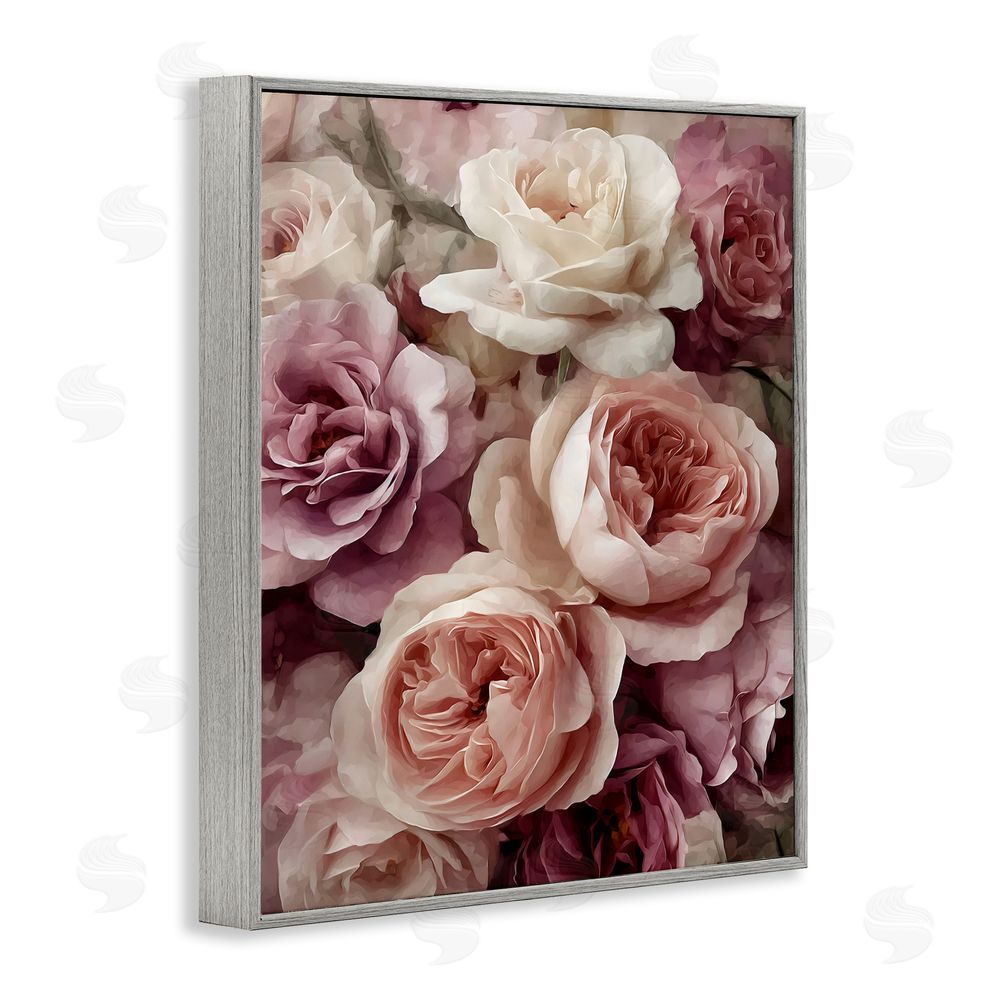 Franklyn Gregory Sweet Roses in Blush Pink Gray Framed Giclee Wall Art Print