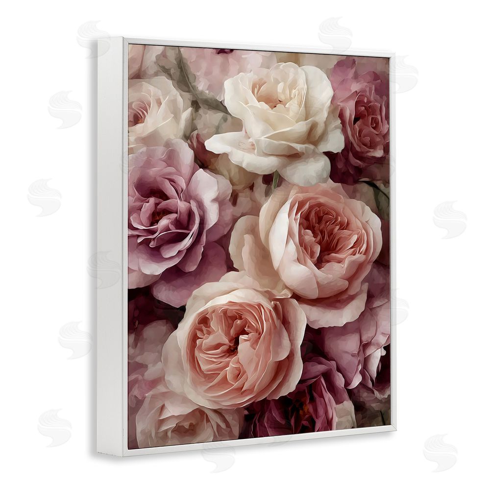 Franklyn Gregory Sweet Roses in Blush Pink White Framed Giclee Wall Art Print
