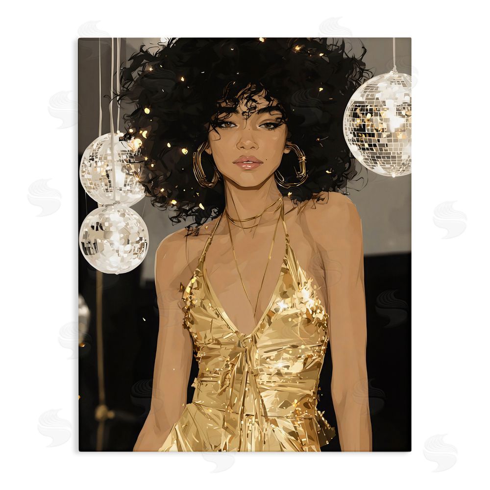 Franklyn Gregory Golden Disco Dream Party Stretched Canvas Wall Art