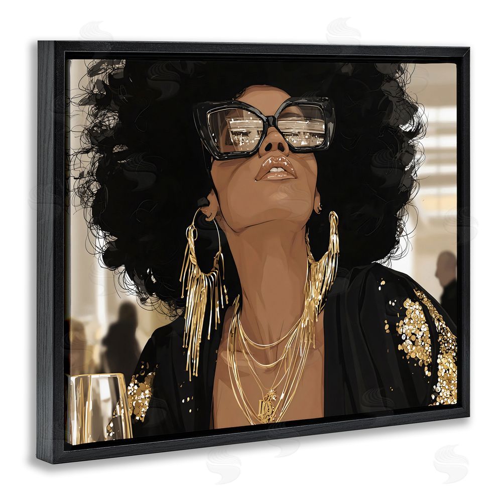 Franklyn Gregory Full Of Confidence Beautiful Woman Black Floating Framed Canvas Wall Art