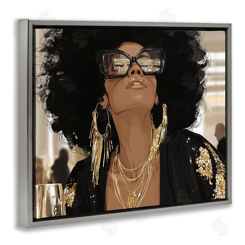 Franklyn Gregory Full Of Confidence Beautiful Woman Gray Floating Framed Canvas Wall Art