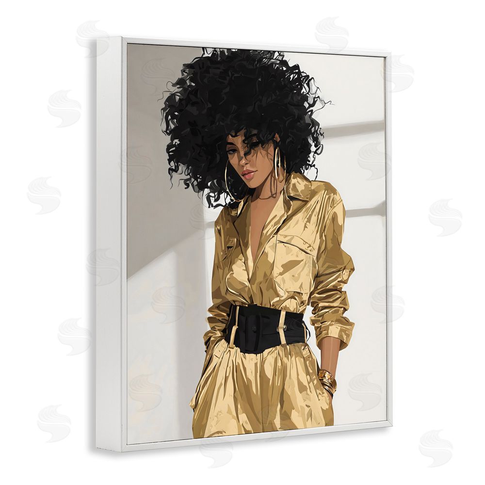 Franklyn Gregory Elegant Woman in Chic Jumpsuit White Framed Giclee Wall Art
