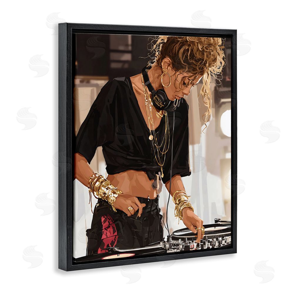 Franklyn Gregory Speaking Through Music DJ Black Floating Framed Canvas Wall Art Print