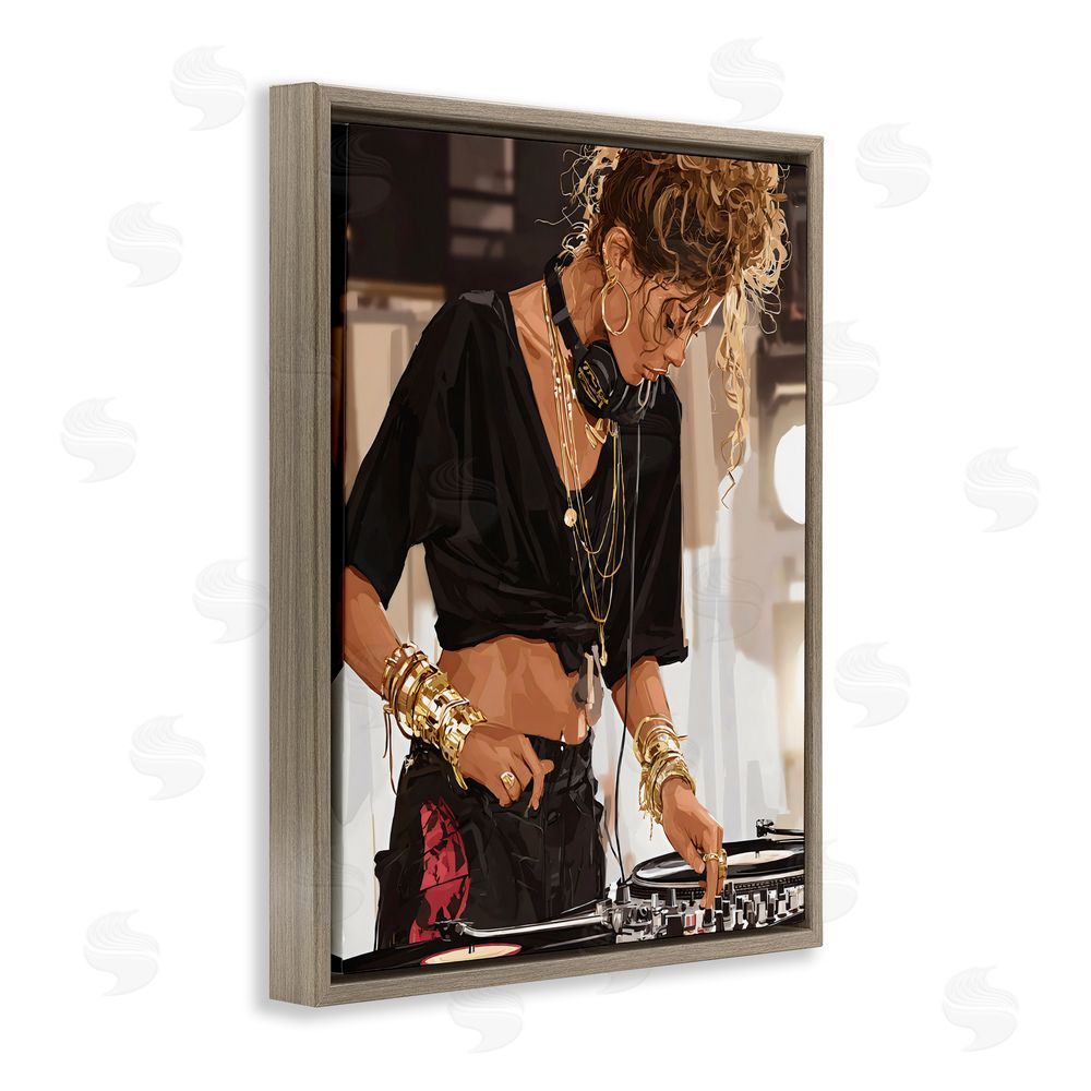 Franklyn Gregory Speaking Through Music DJ Brown Floating Framed Canvas Wall Art Print