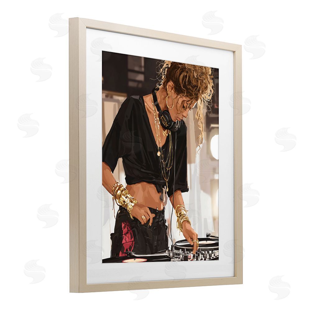 Franklyn Gregory Speaking Through Music DJ Brown Framed Print Under Glass with White Mat Wall Art