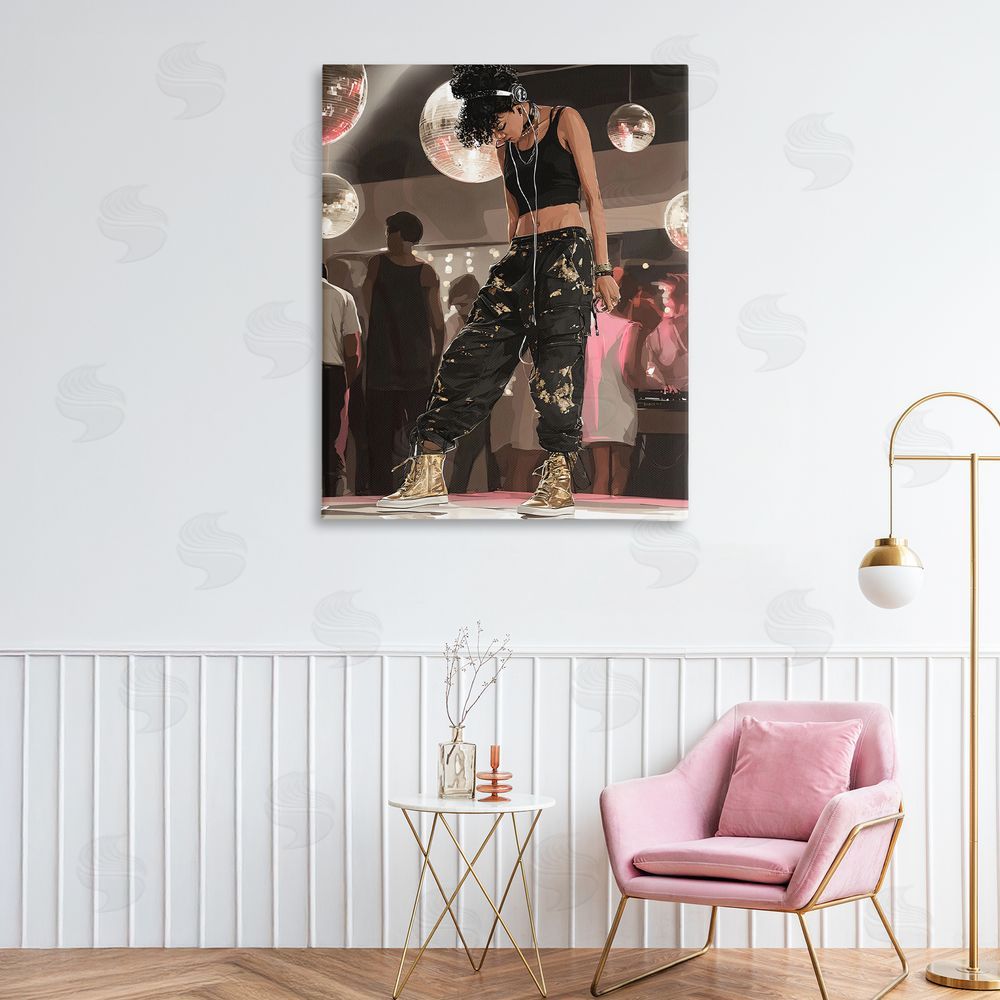 Franklyn Gregory Silent Disco Lone Dancer Stretched Canvas on Wall
