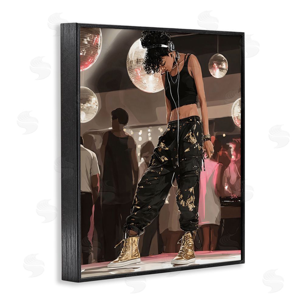 Franklyn Gregory Silent Disco Lone Dancer Black Framed Giclee Wall Art Print