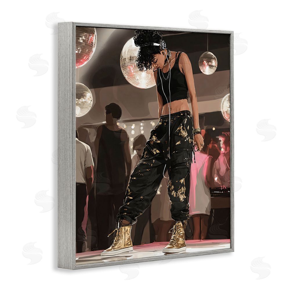 Franklyn Gregory Silent Disco Lone Dancer Gray Framed Giclee Wall Art Print