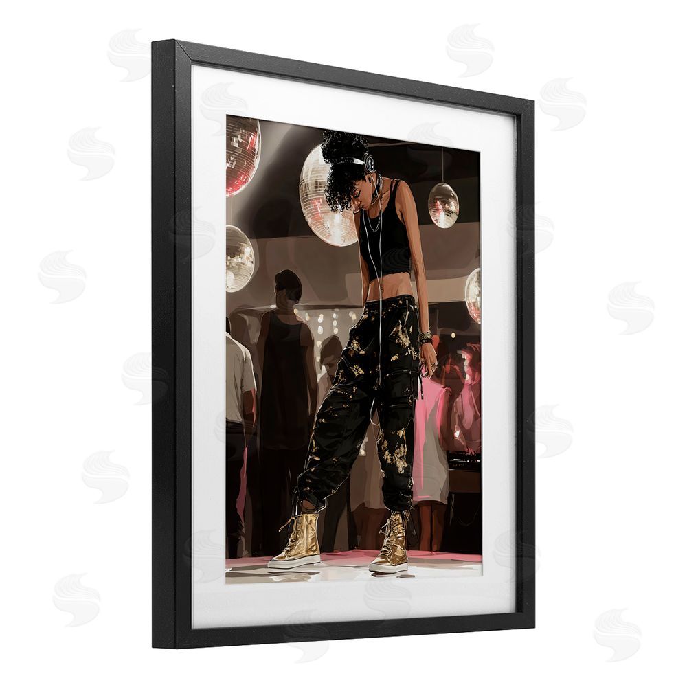 Franklyn Gregory Silent Disco Lone Dancer Black Framed Print Under Glass with White Mat Wall Art