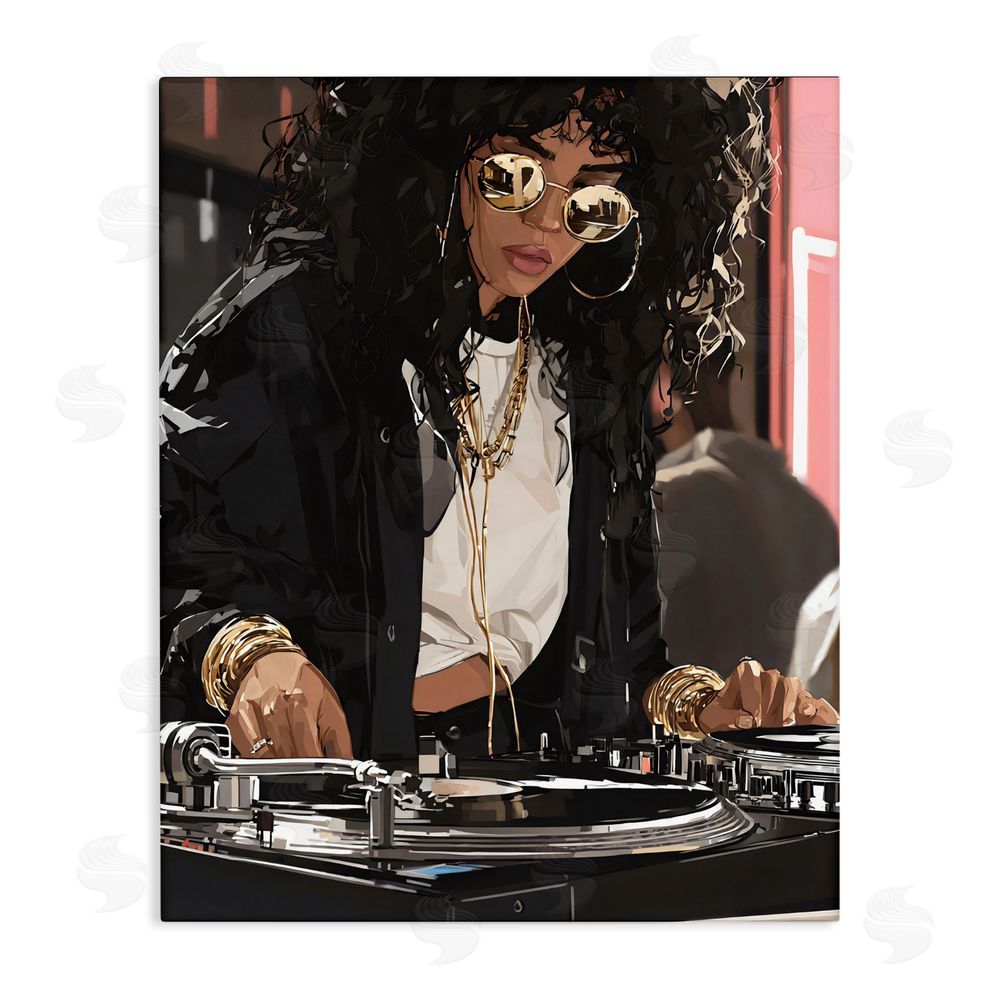 Franklyn Gregory DJ Focused On Turntables Stretched Canvas Wall Art