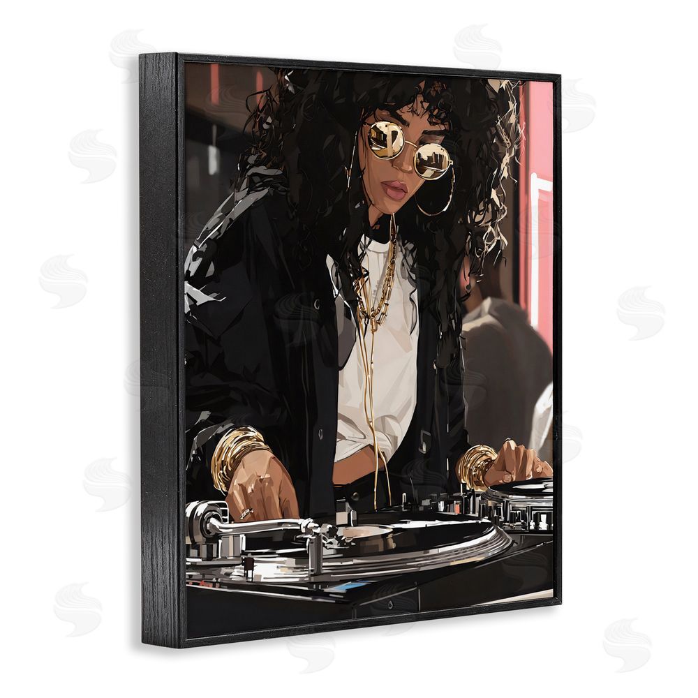 Franklyn Gregory DJ Focused On Turntables Black Framed Giclee Wall Art Print