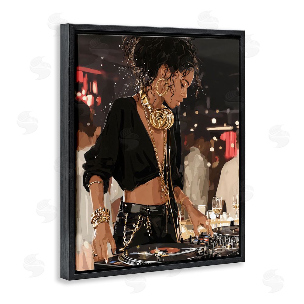 Franklyn Gregory Touches Of Gold DJ Black Floating Framed Canvas Wall Art Print