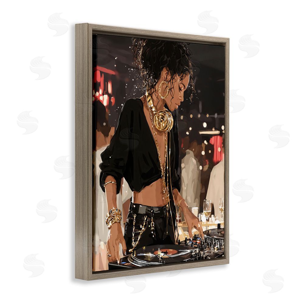 Franklyn Gregory Touches Of Gold DJ Brown Floating Framed Canvas Wall Art Print