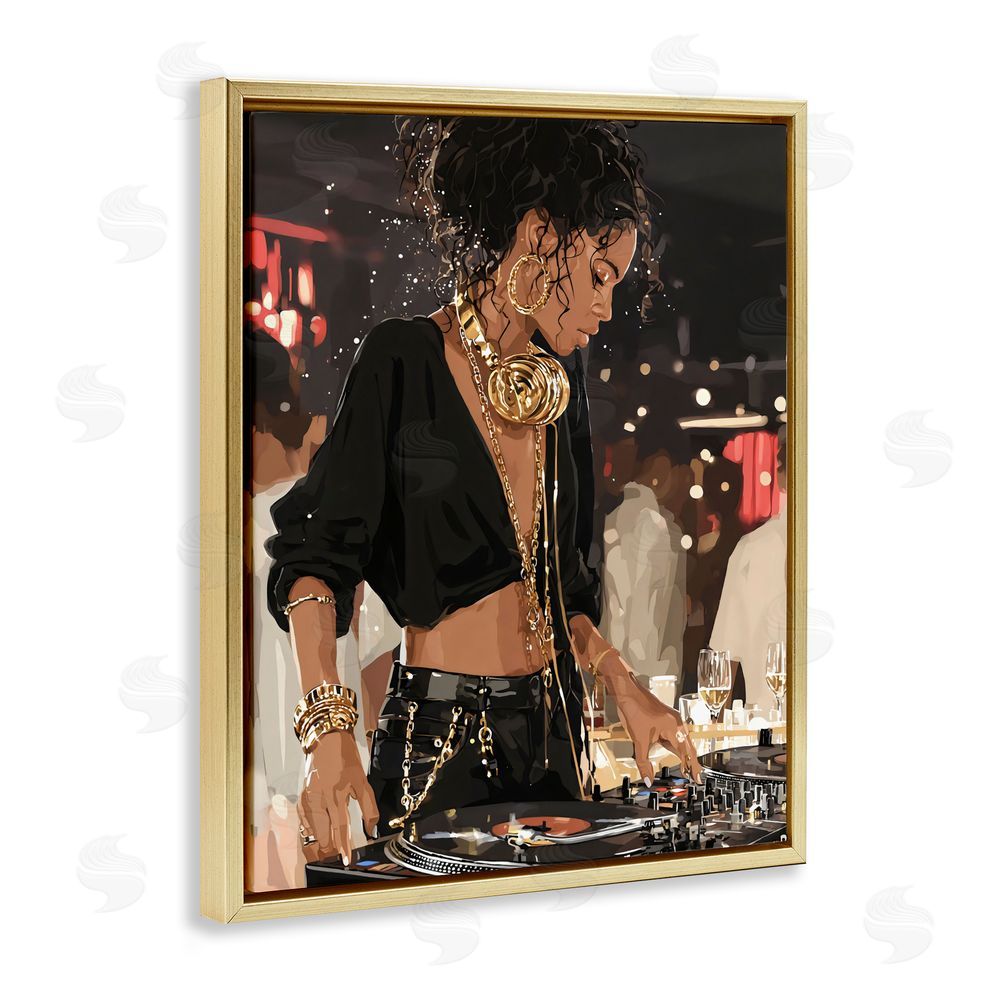 Franklyn Gregory Touches Of Gold DJ Gold Floating Framed Canvas Wall Art Print