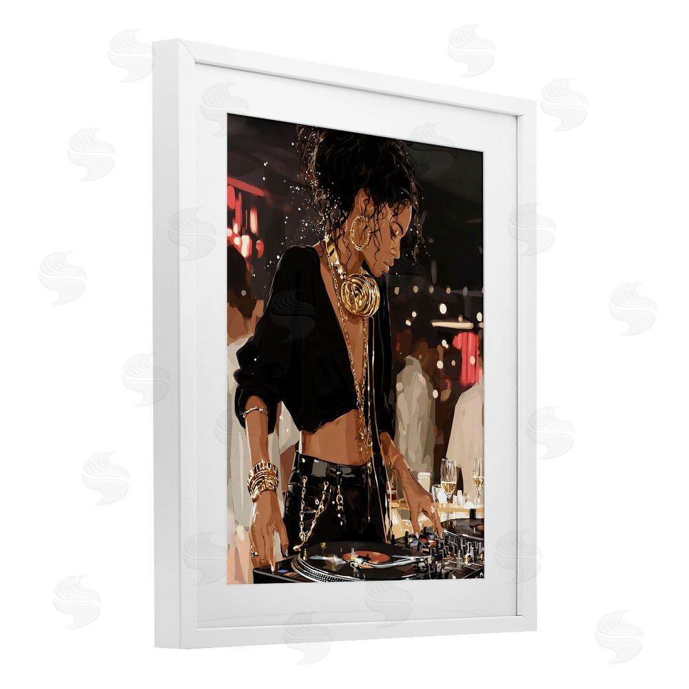 Franklyn Gregory Touches Of Gold DJ White Framed Print Under Glass with White Mat Wall Art