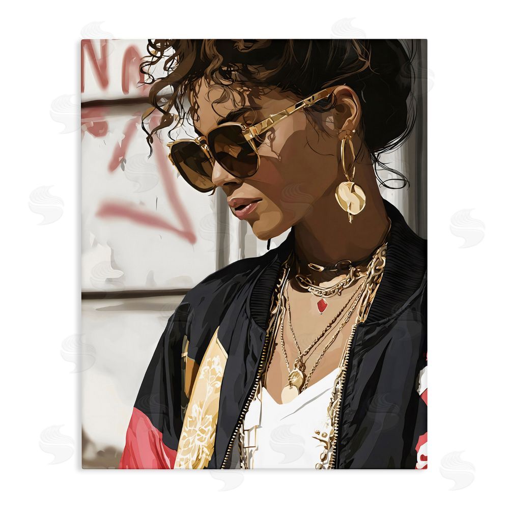 Franklyn Gregory Woman in Sunglasses With Jewelry Stretched Canvas Wall Art Print