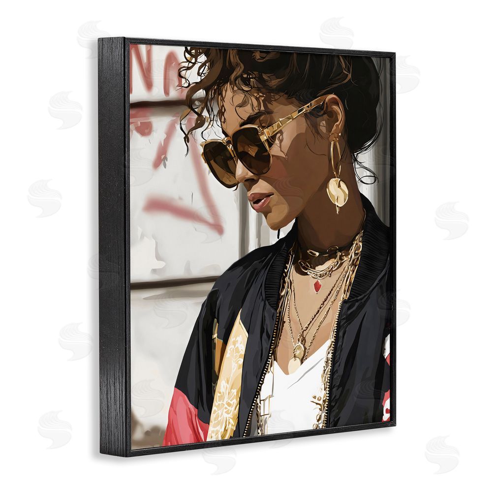 Franklyn Gregory Woman in Sunglasses With Jewelry Black Framed Giclee Wall Art Print