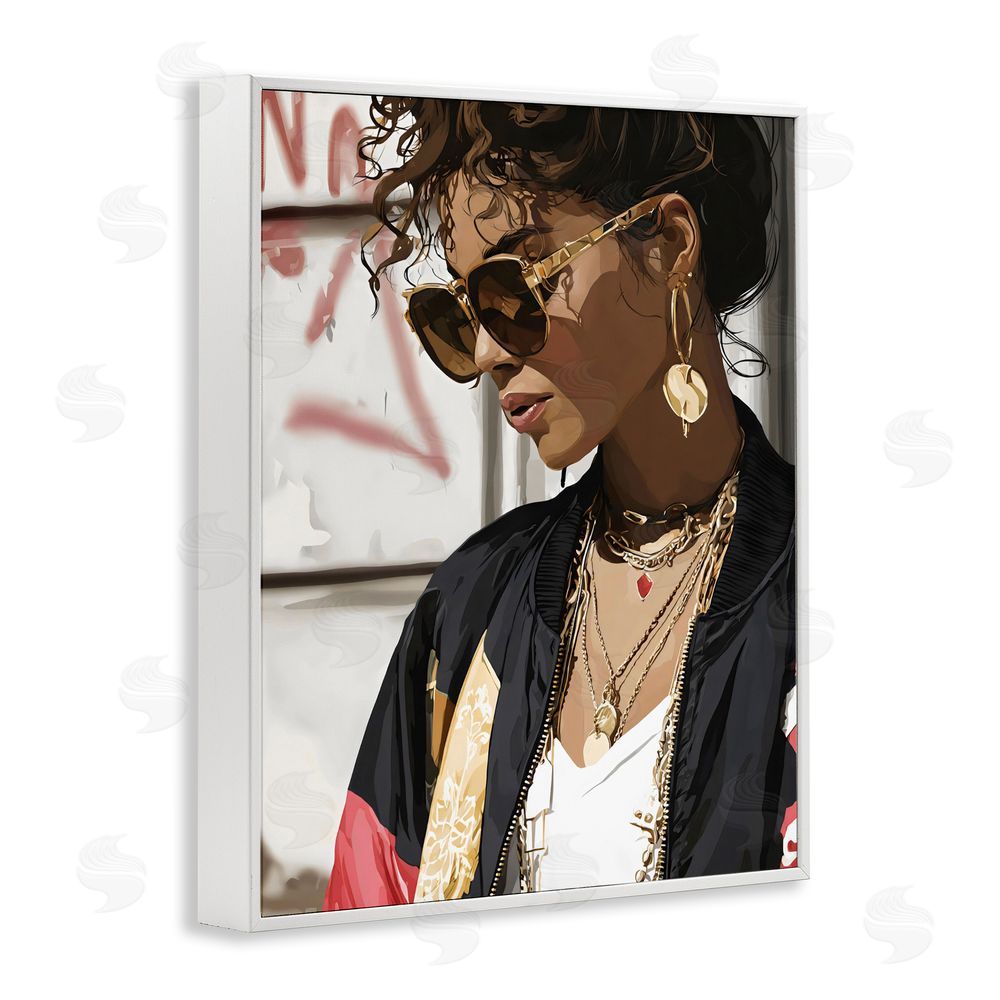 Franklyn Gregory Woman in Sunglasses With Jewelry White Framed Giclee Wall Art Print