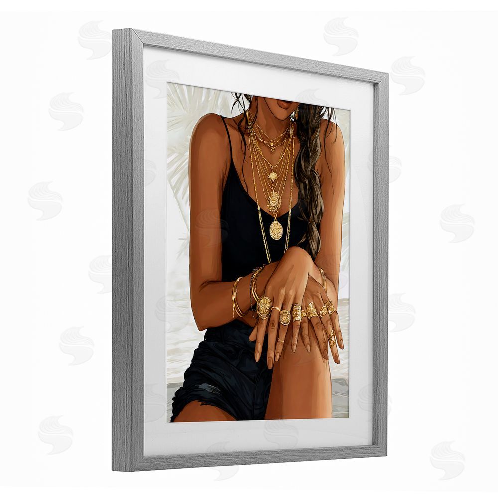 Franklyn Gregory All The Bling Adornments Gray Framed Print Under Glass with Matting Wall Art