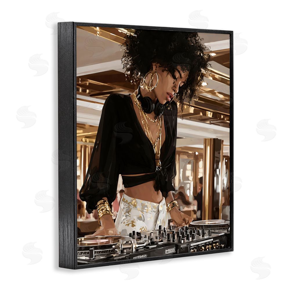 Franklyn Gregory Woman Of Music Live DJ Black Framed Giclee Wall Art Print