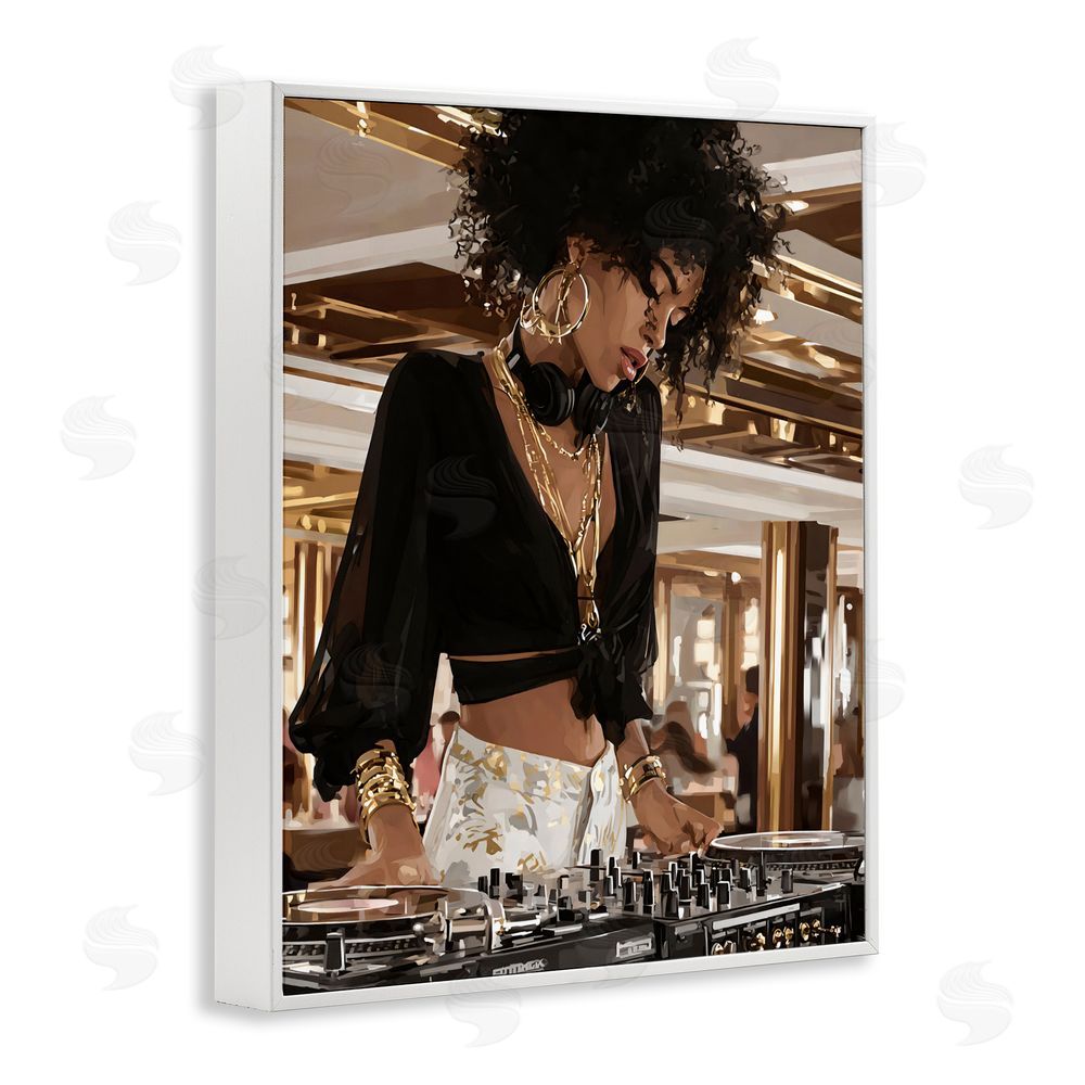 Franklyn Gregory Woman Of Music Live DJ White Framed Giclee Wall Art Print