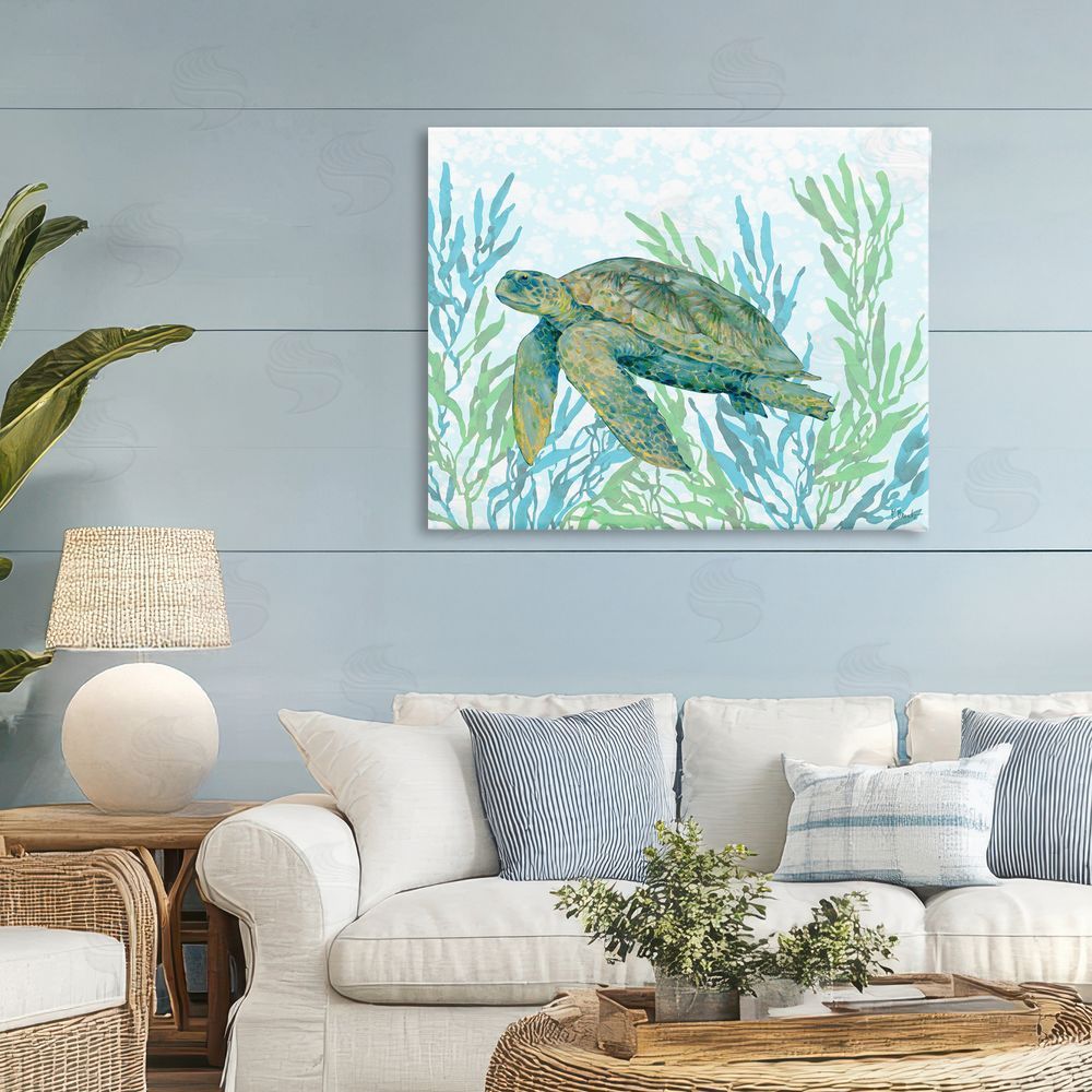 Paul Brent Tasman Turtle in Seagrass Stretched Canvas on Wall