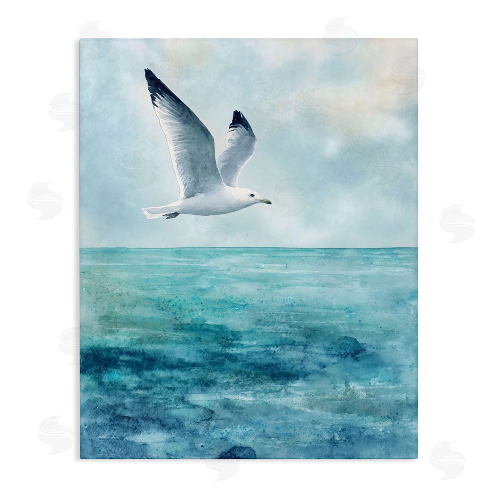 Franklyn Gregory Seagull With Black Tips Stretched Canvas Wall Art Print
