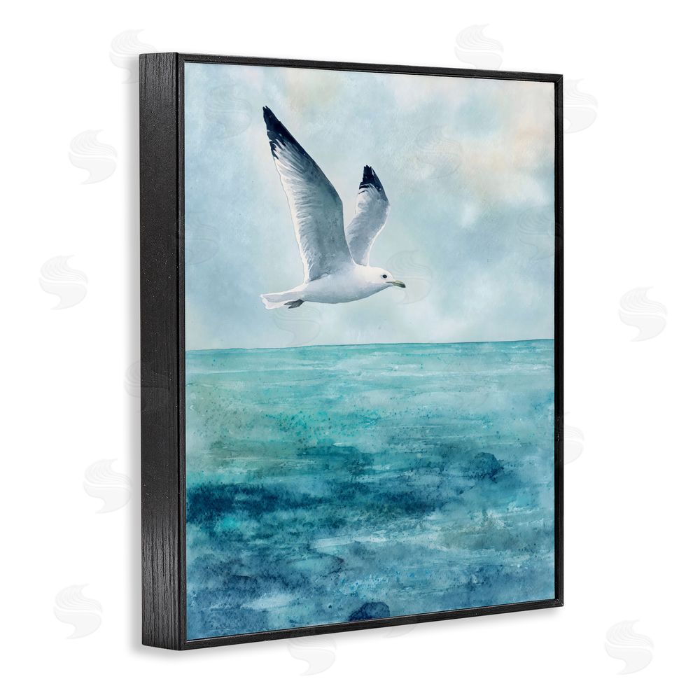 Franklyn Gregory Seagull With Black Tips Black Framed Giclee Wall Art Print