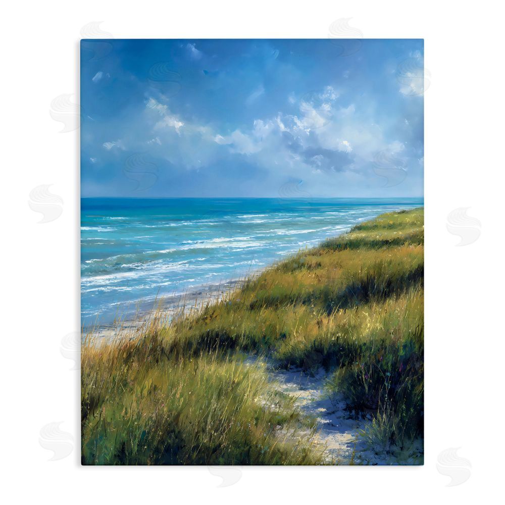 Franklyn Gregory Coastal Grass & Rolling Waves Stretched Canvas Wall Art