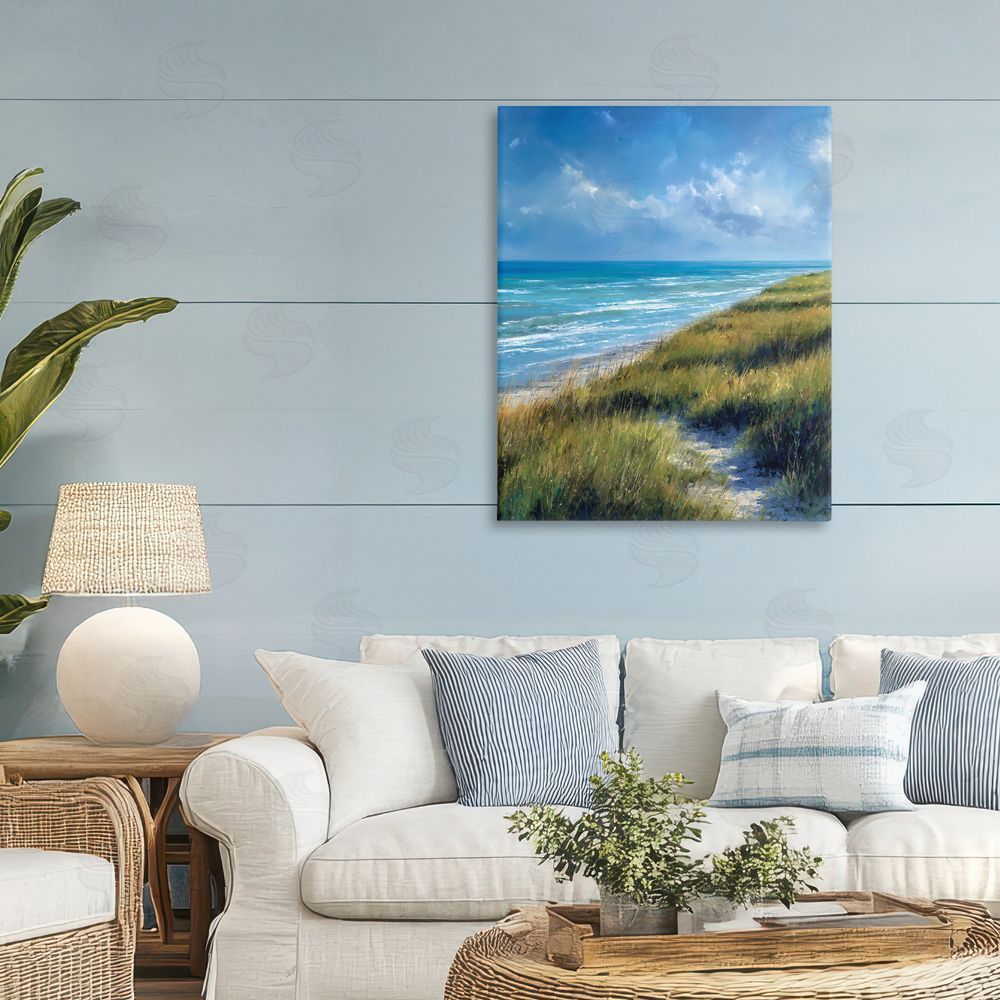 Franklyn Gregory Coastal Grass & Rolling Waves Stretched Canvas Wall Art in Room