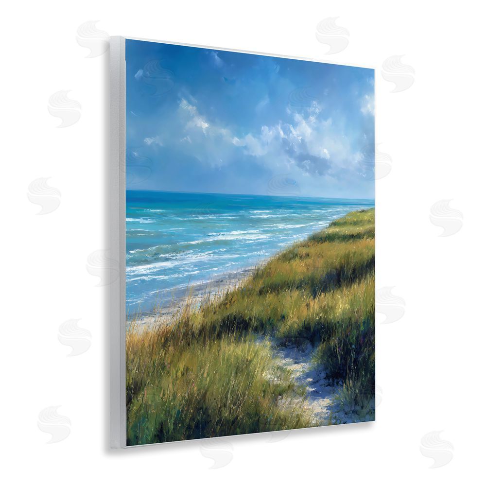 Franklyn Gregory Coastal Grass & Rolling Waves Wall Plaque with Fixed Lithograph Print