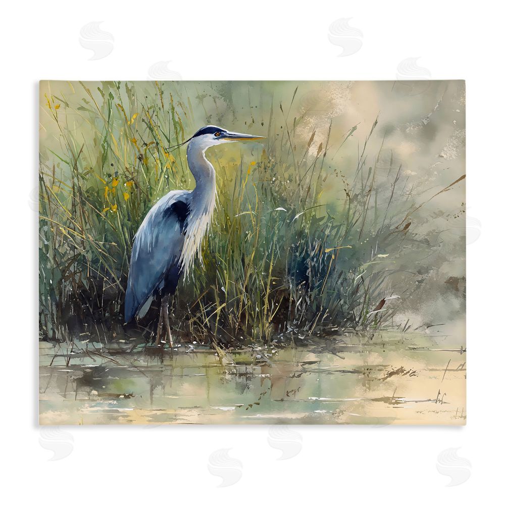 Franklyn Gregory Heron In The Grass Stretched Canvas Wall Art