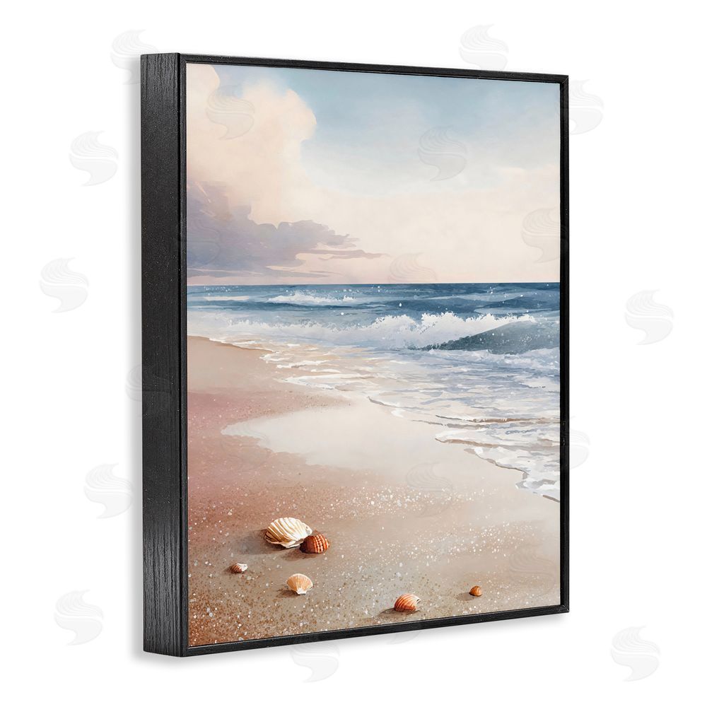 Franklyn Gregory Washed Up Seashells Black Framed Giclee Wall Art Print